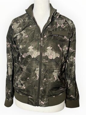 Members Only Green Camo Zip-Up Bomber Jacket Girls 12